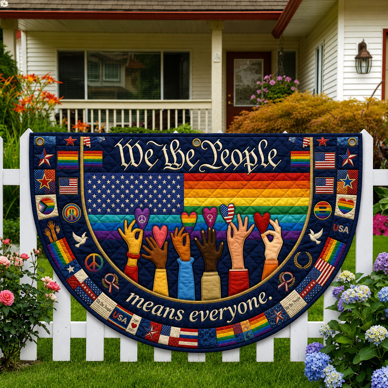 We The People Means Everyone Quilted Fan Flag GFTOPND187