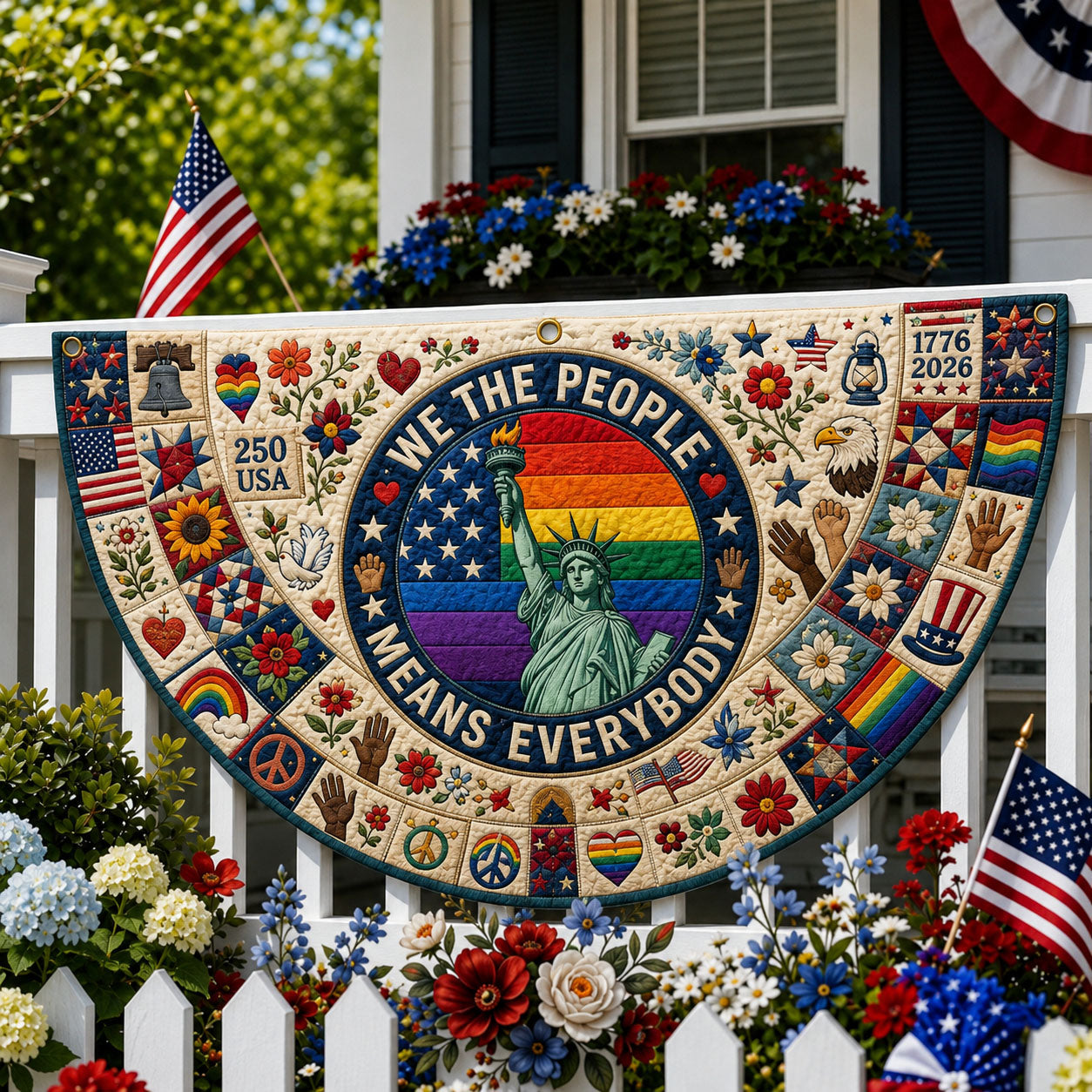 We The People Means Everyone Quilted Fan Flag GFTOPND189