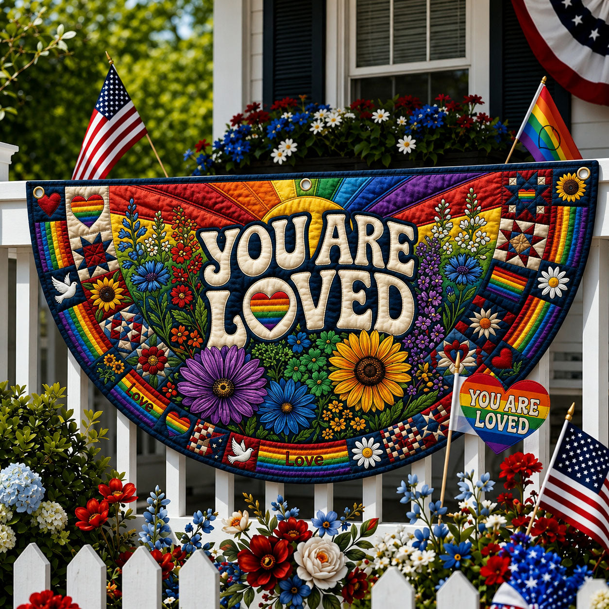 You Are Loved Quilted Fan Flag GFTOPND190