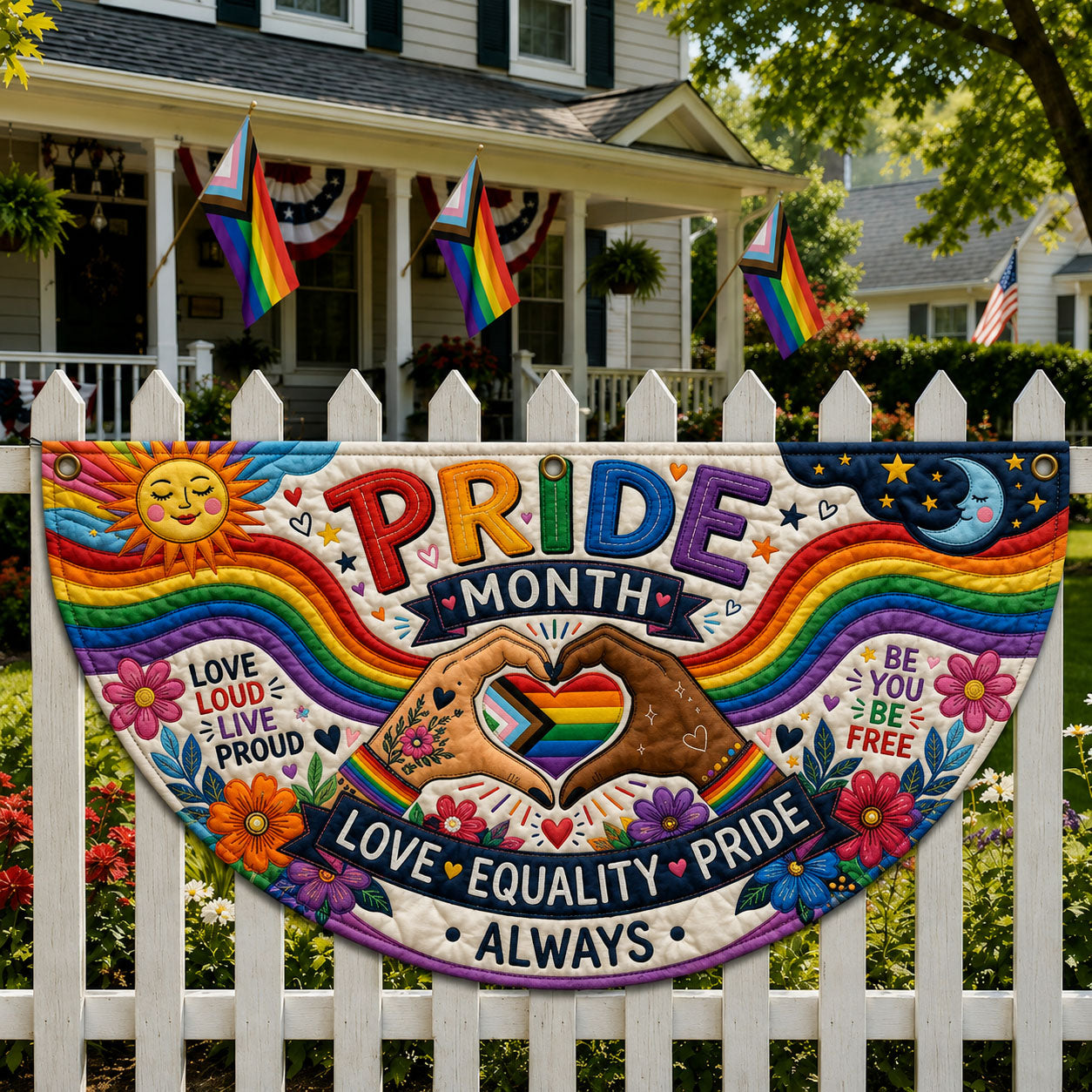Love Equality Pride Quilted Fan Flag GFTOPND191