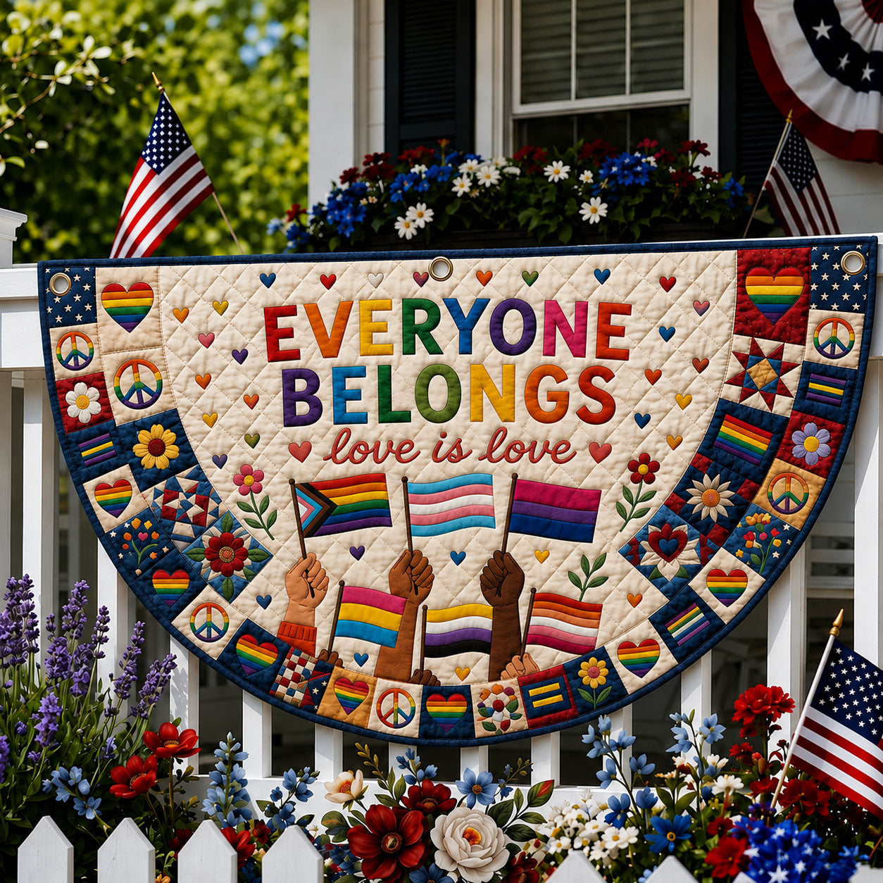 Love Is Love Quilted Fan Flag GFTOPND195