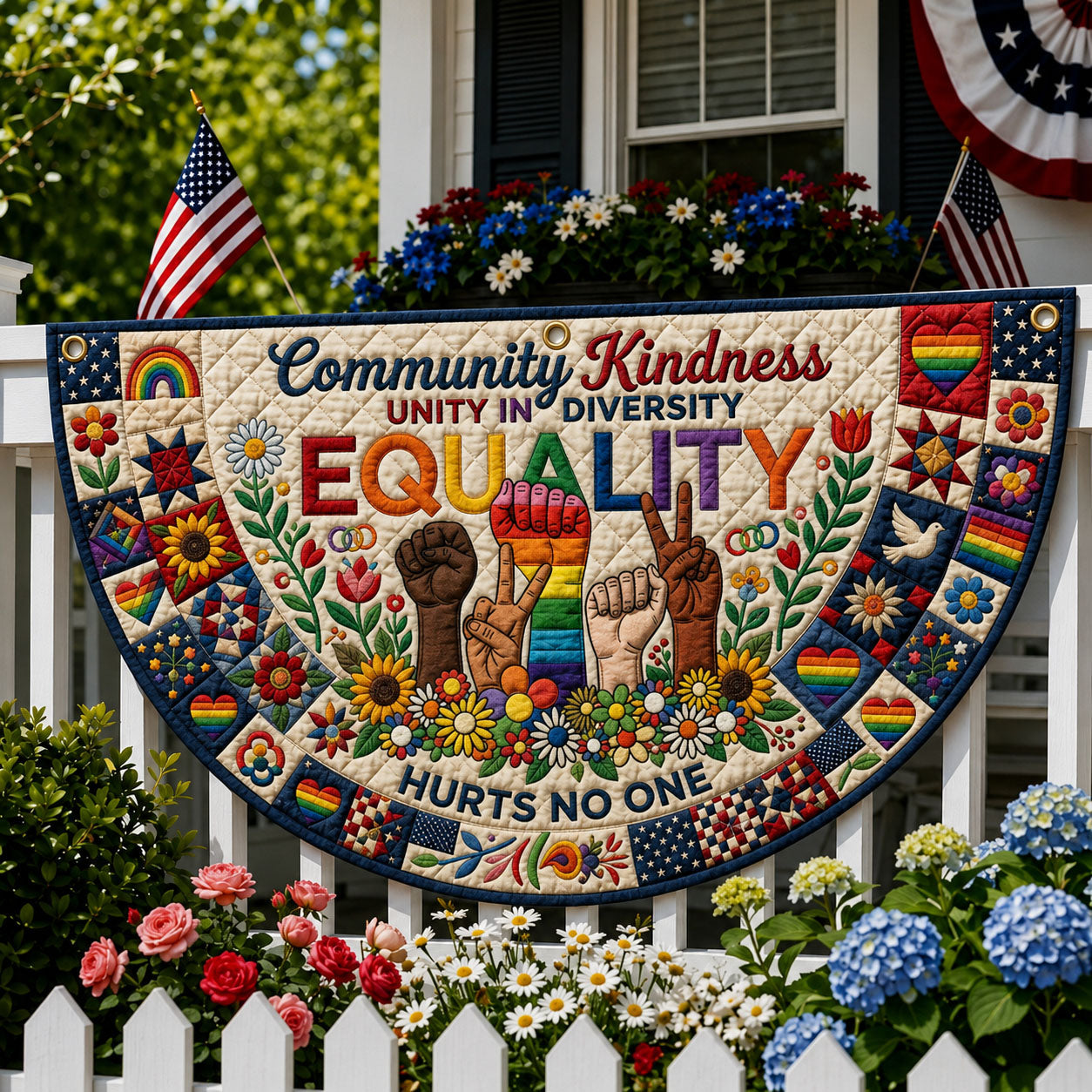 Equality Hurts No One Quilted Fan Flag GFTOPND196