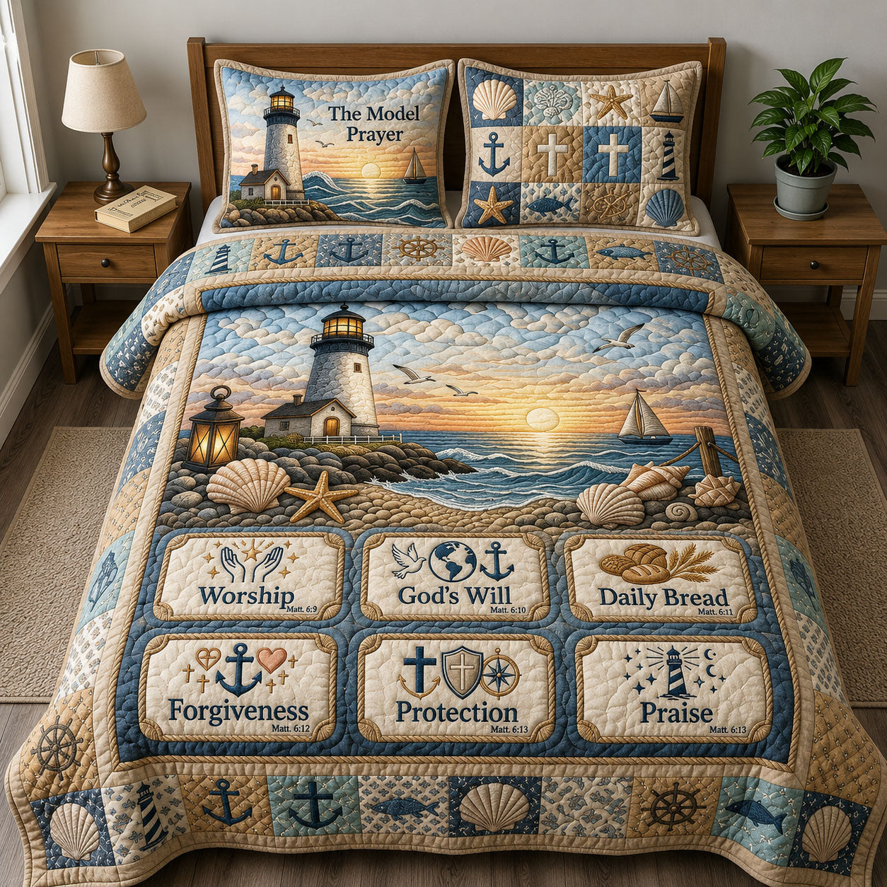 Beacon Of Hope Bible Quote 3-Piece Quilted Bedding Set GFTOPND366