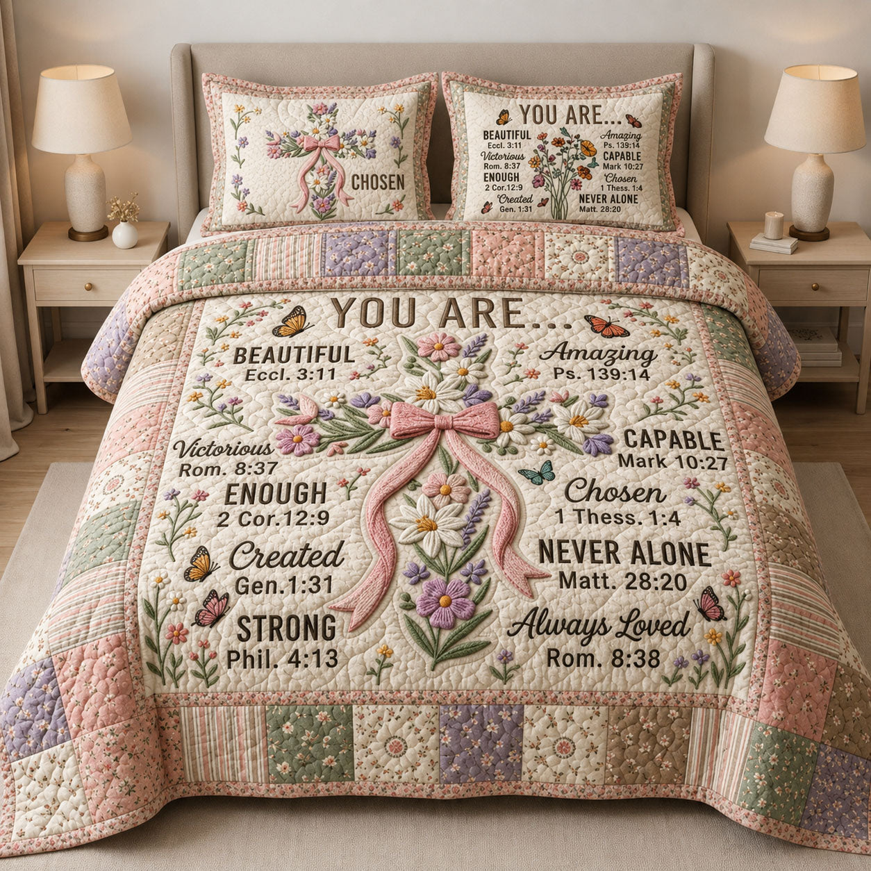 God Says Your Are 3-Piece Quilted Bedding Set GFTOPND377