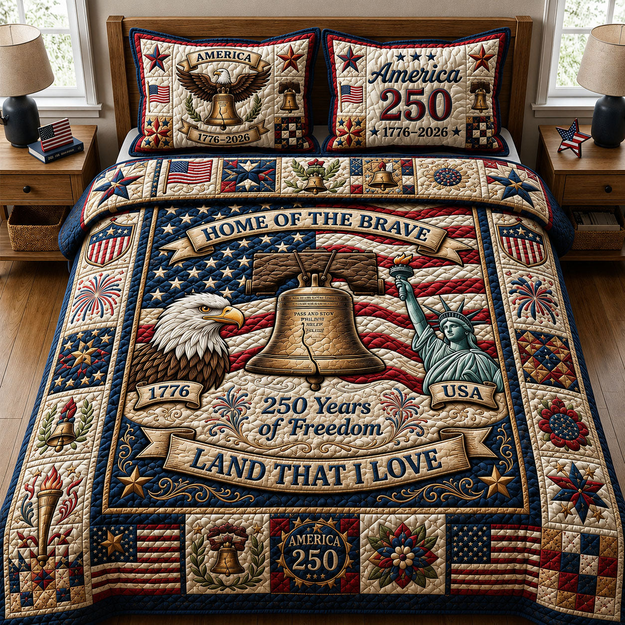 Home Of The Brave 3-Piece Quilted Bedding Set GFTOPND427