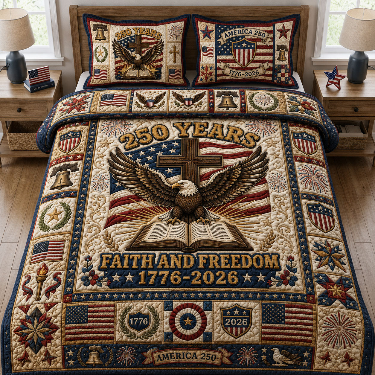 Faith And Freedom 3-Piece Quilted Bedding Set GFTOPND428