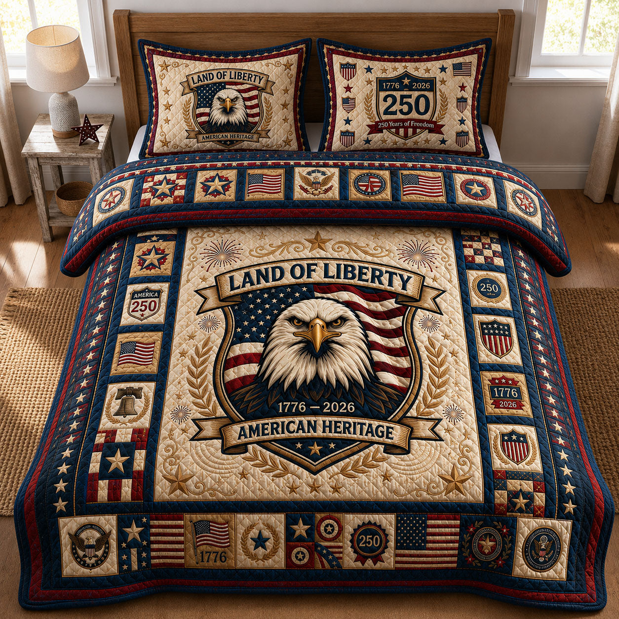 Land Of Liberty 3-Piece Quilted Bedding Set GFTOPND431