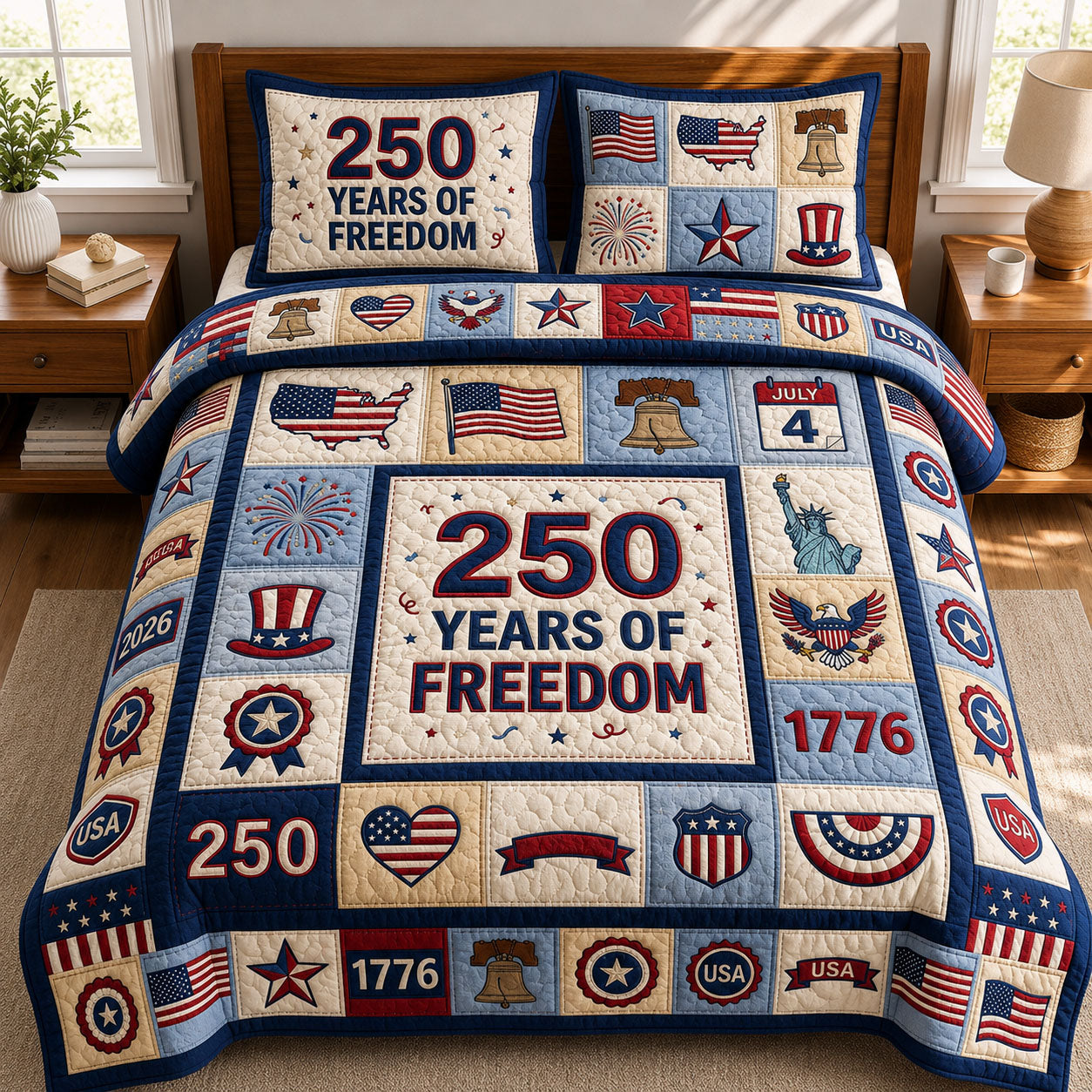 250 Years Of Freedom 3-Piece Quilted Bedding Set GFTOPND432