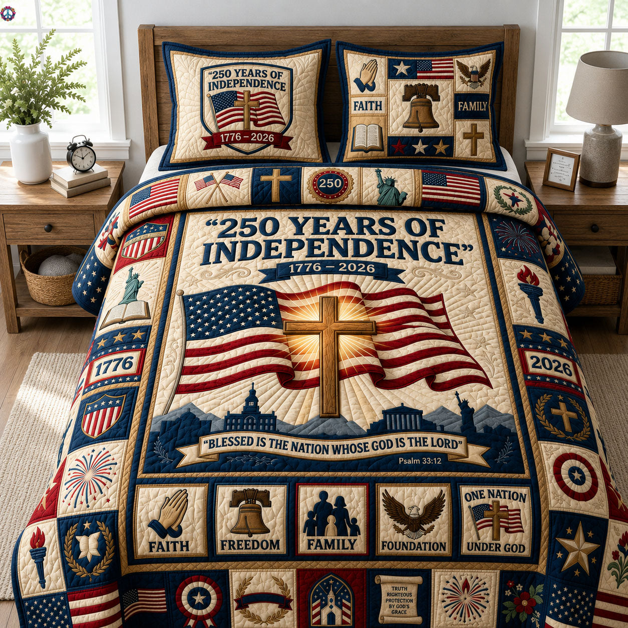 250 Years Of Independence 3-Piece Quilted Bedding Set GFTOPND435