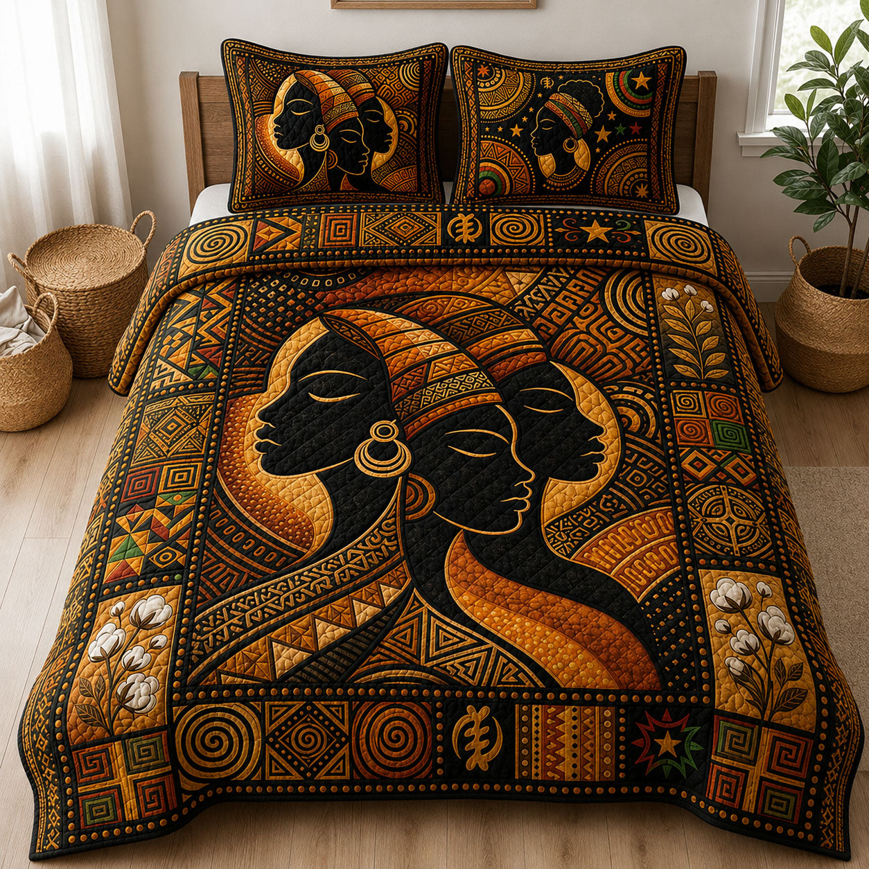 Soulbound Roots 3-Piece Quilted Bedding Set GFTOPND449