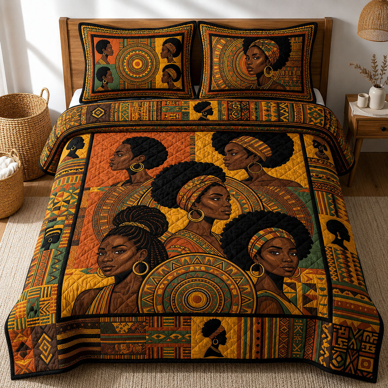 Melanin Queens 3-Piece Quilted Bedding Set GFTOPND450