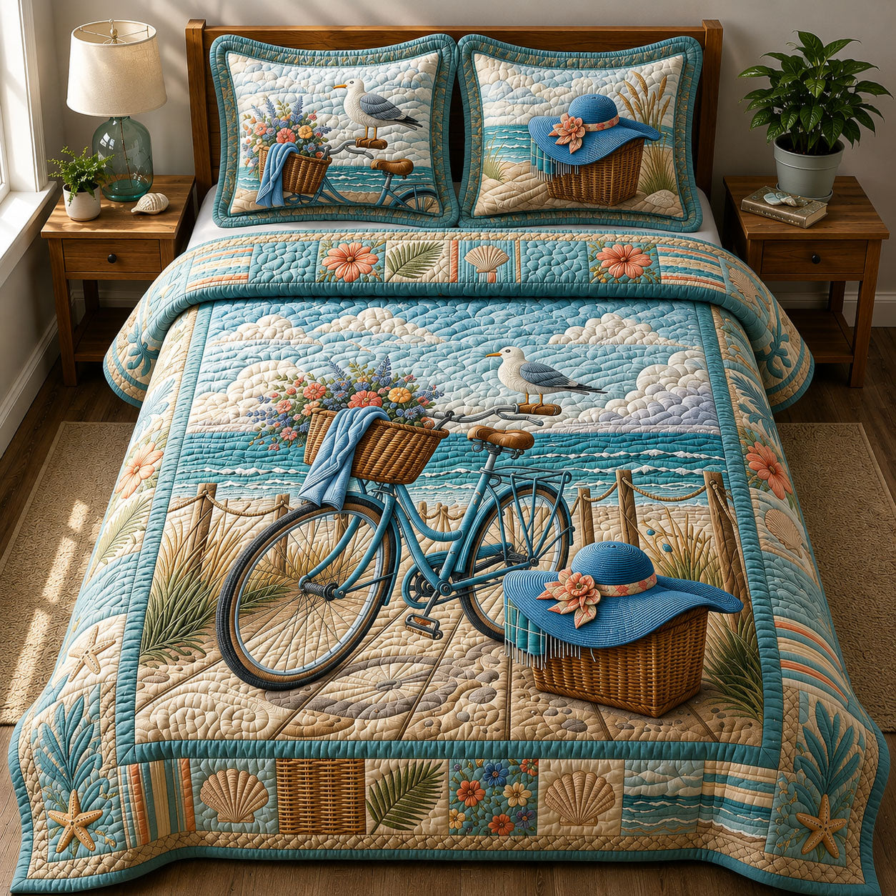 Coastal Life 3-Piece Quilted Bedding Set GFTOPND485