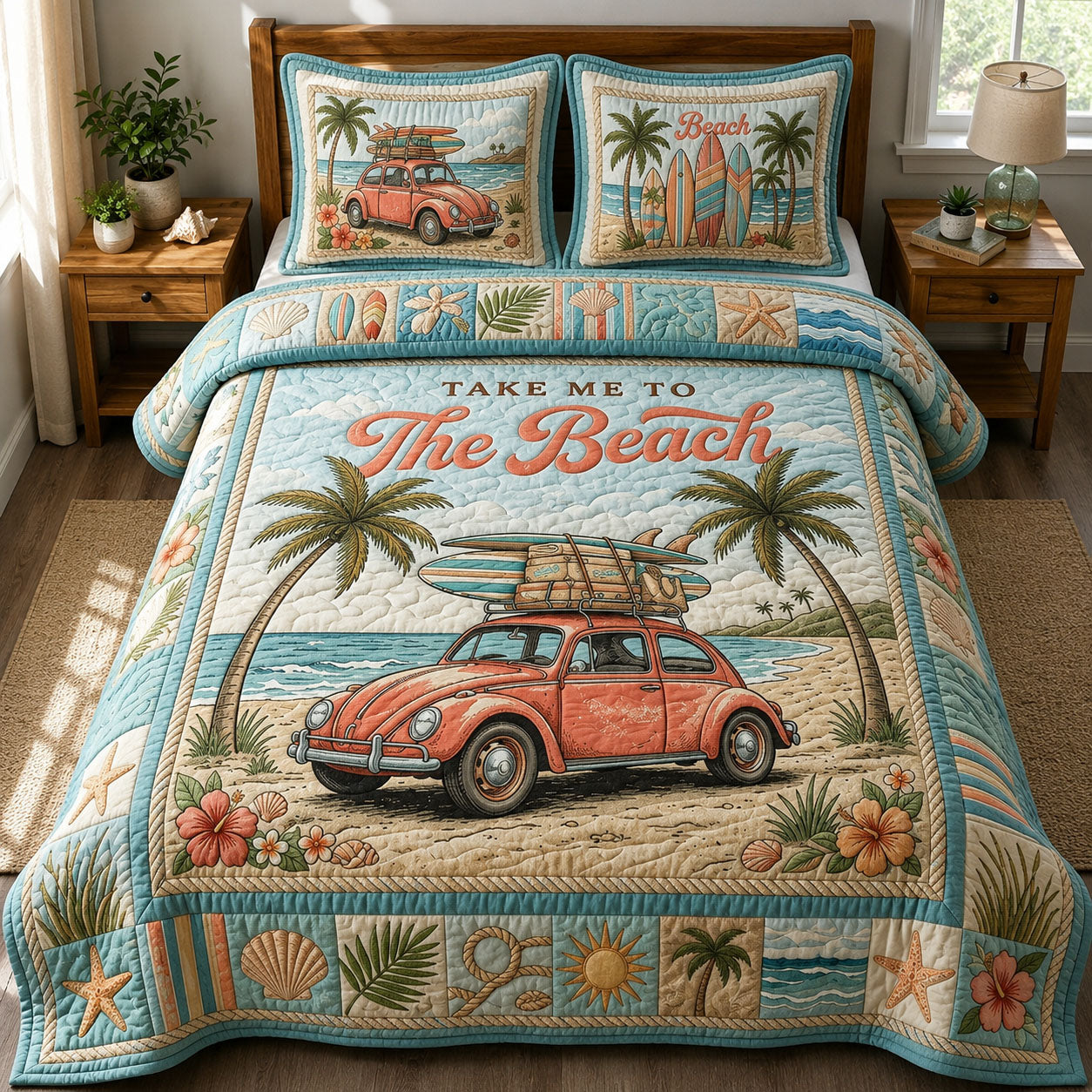 Take me to The Beach 3-Piece Quilted Bedding Set GFTOPND489