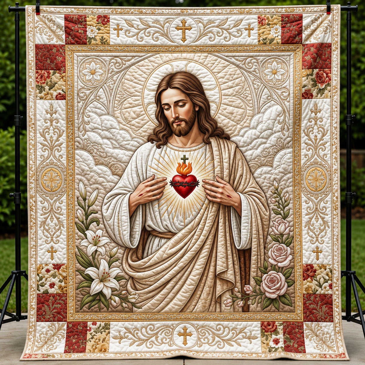 Heart Of Jesus Quilted Blanket GFTOPND498