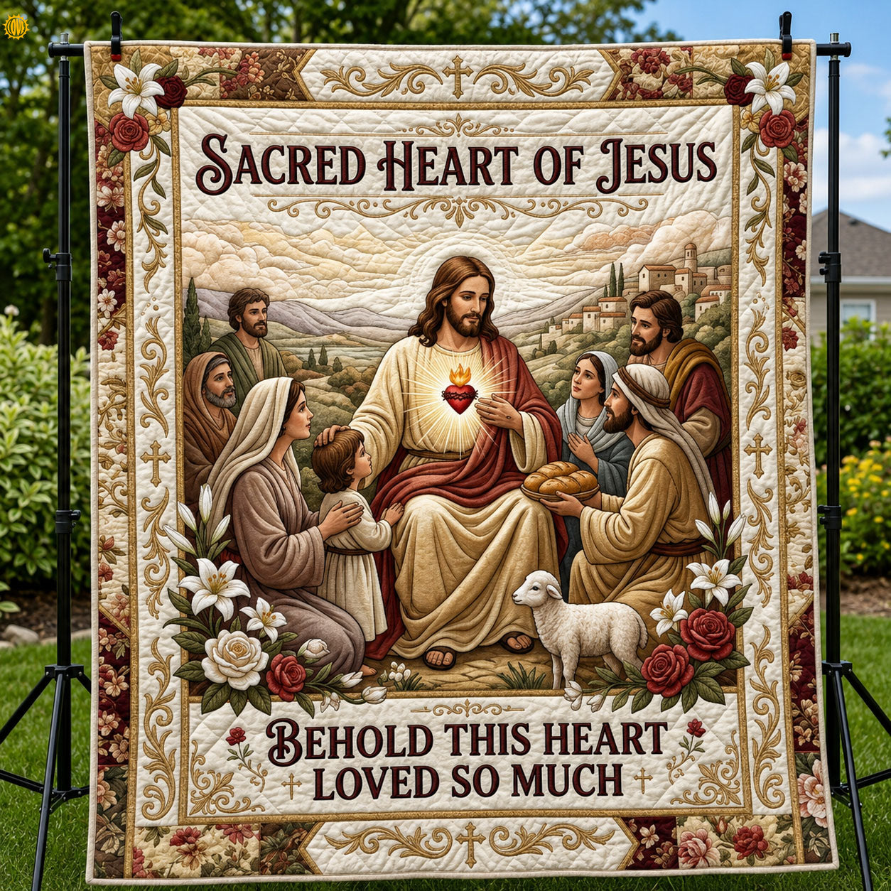 Behold Jesus Heart Quilted Blanket GFTOPND499