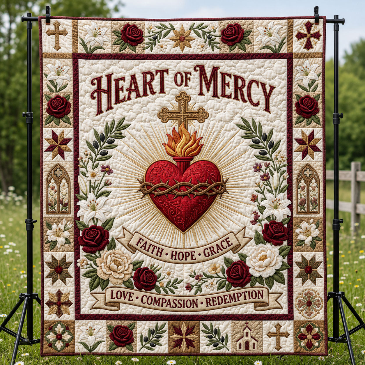 Heart Of Mercy Quilted Blanket GFTOPND501