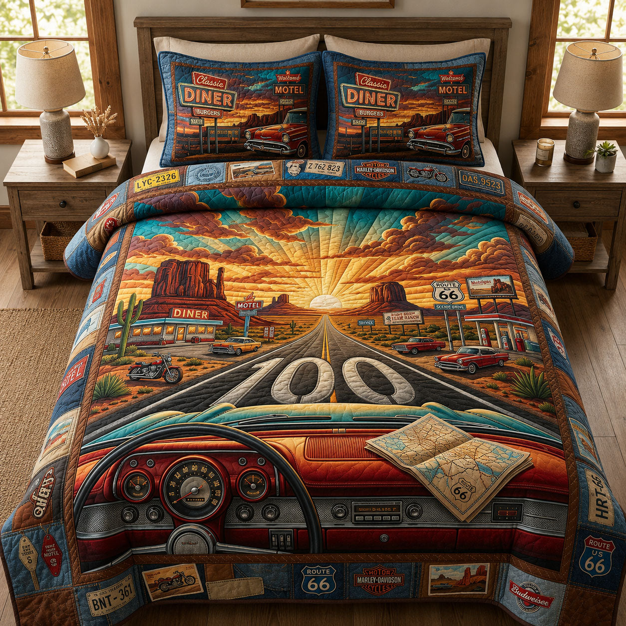 Through The Windshield 3-Piece Quilted Bedding Set GFTOPND547