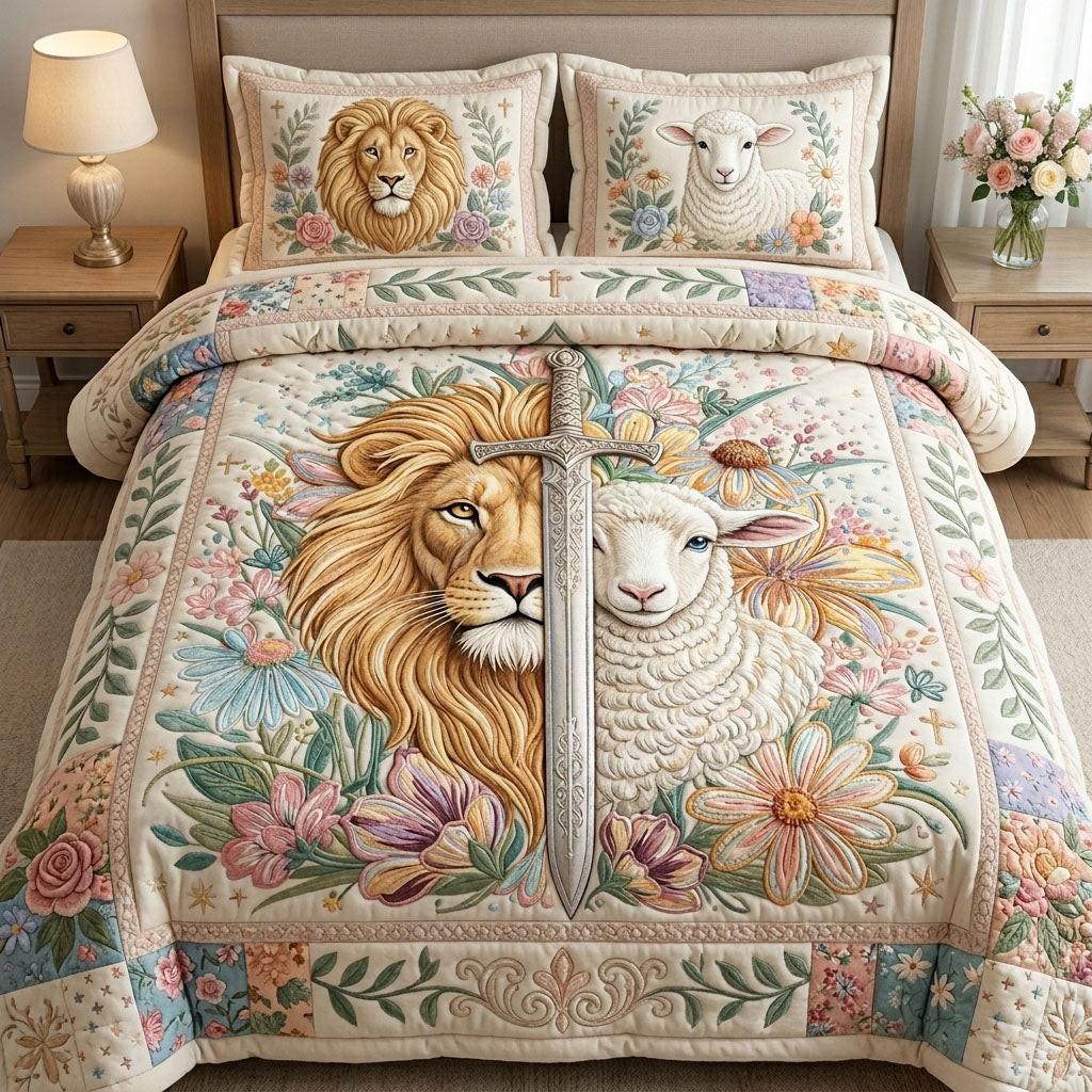 Yeshua Lion of Judah 3-Piece Quilted Bedding Set GFTOPND565