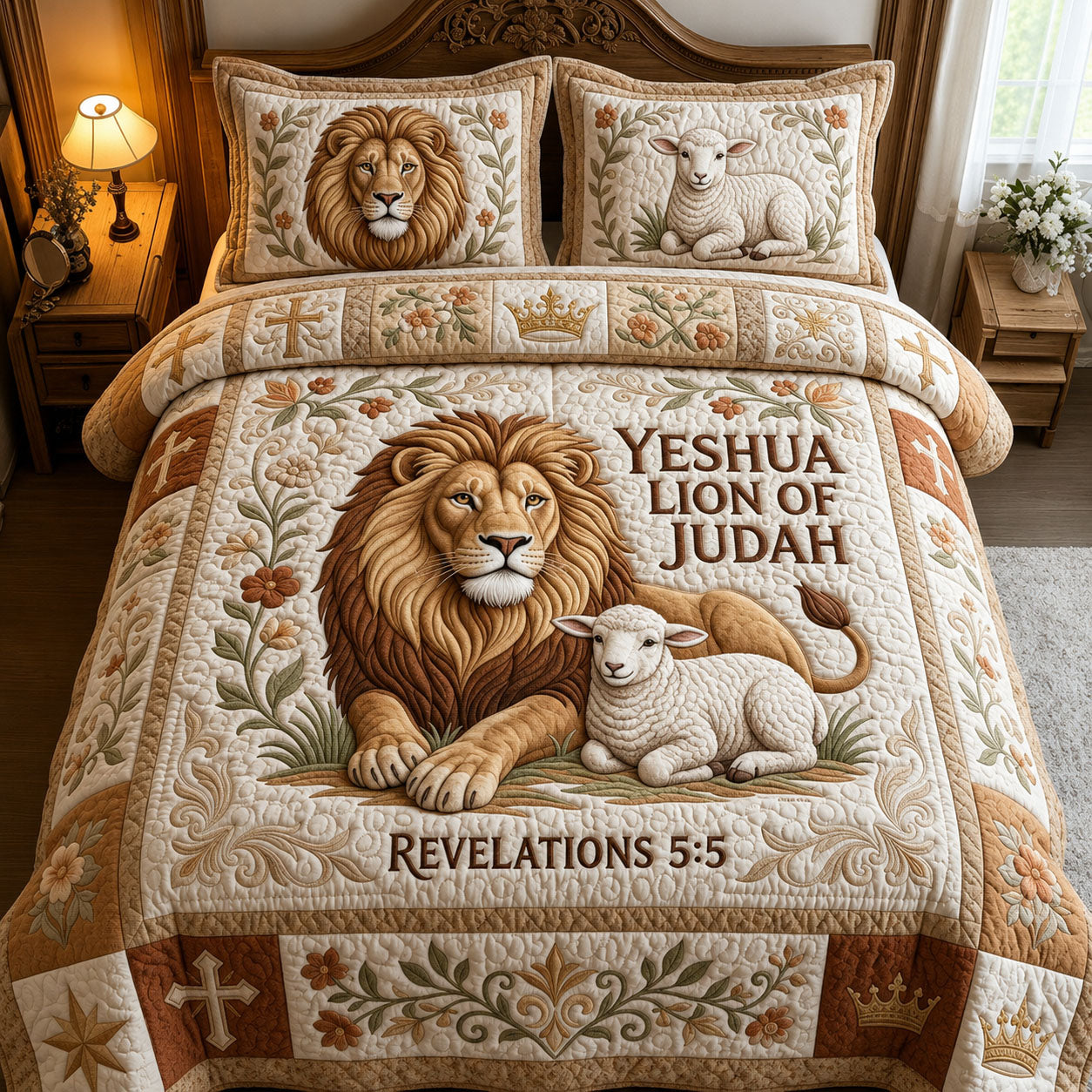 Yeshua Lion of Judah 3-Piece Quilted Bedding Set GFTOPND566