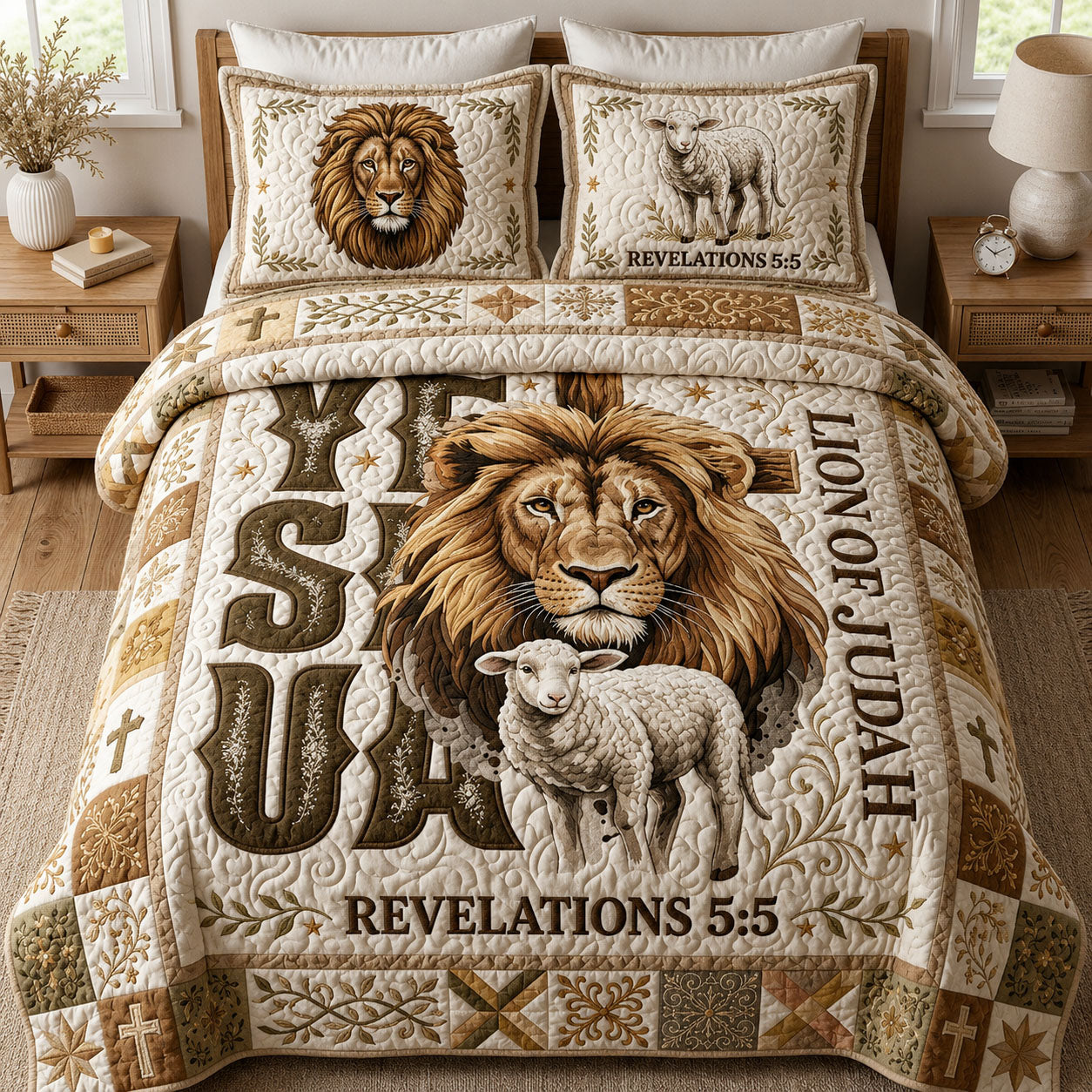 Christian Lion of Judah 3-Piece Quilted Bedding Set GFTOPND567