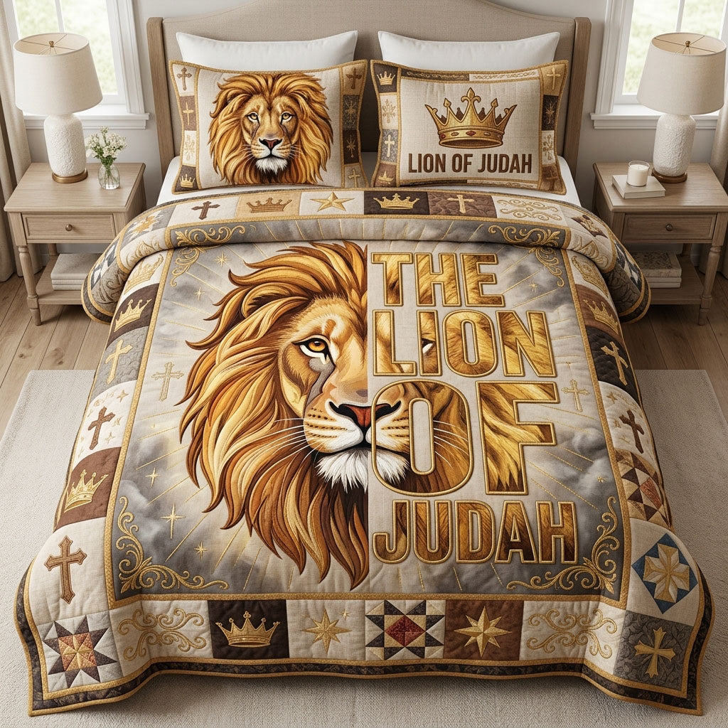 Lion of Judah 3-Piece Quilted Bedding Set GFTOPND572