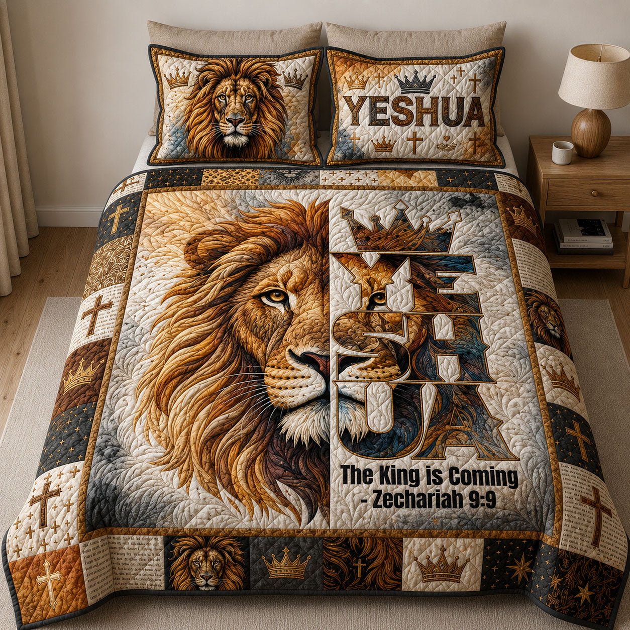 The King Is Coming 3-Piece Quilted Bedding Set GFTOPND575