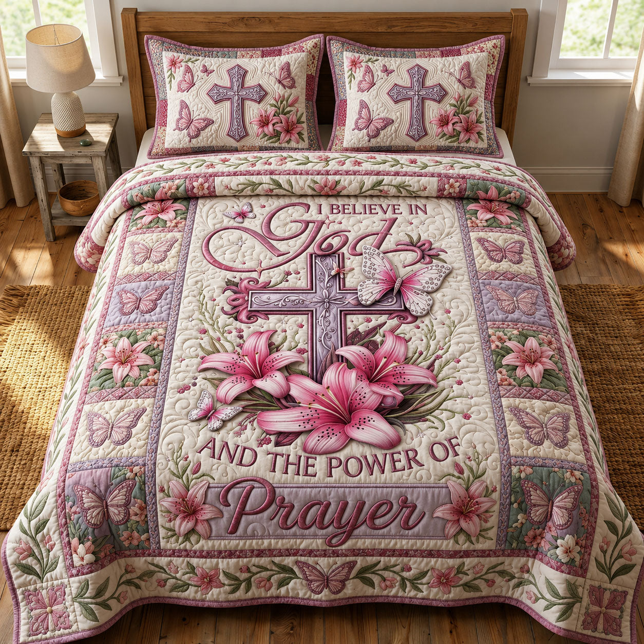 I Believe In God 3-Piece Quilted Bedding Set GFTOPND576