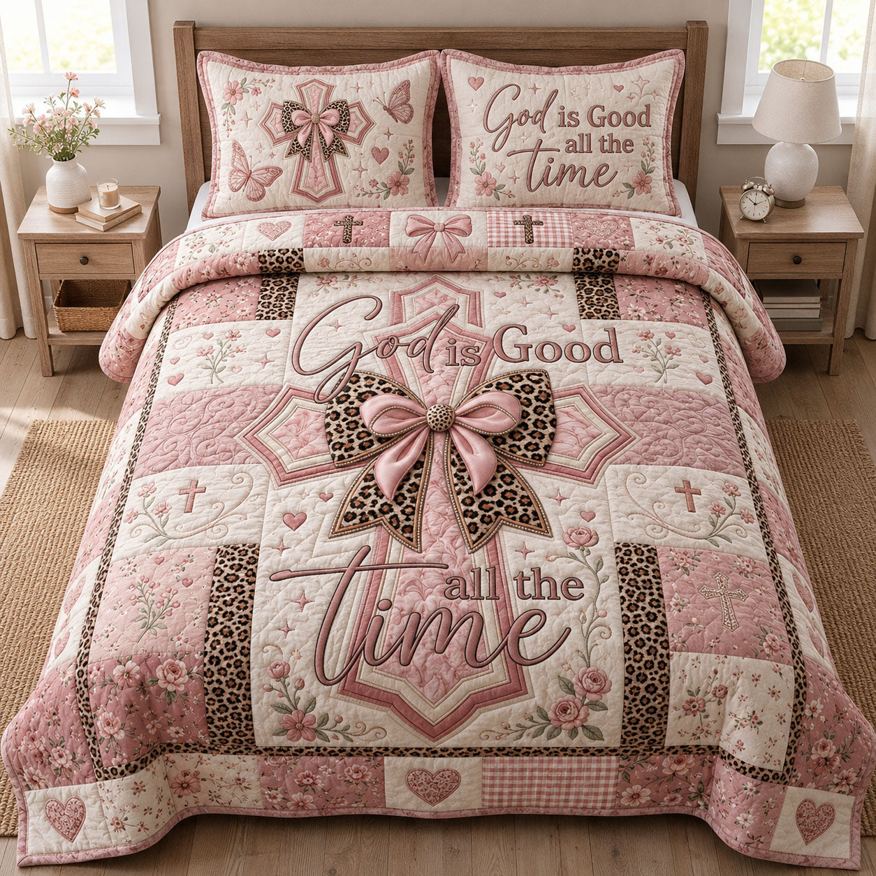 God Is Good 3-Piece Quilted Bedding Set GFTOPND580
