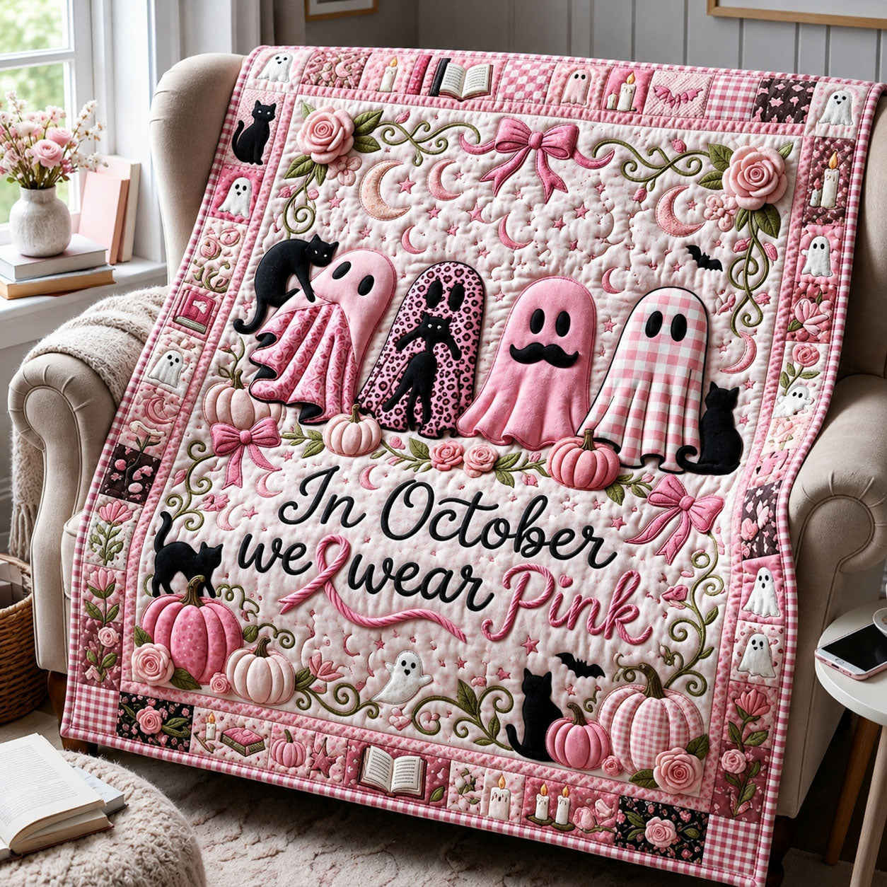Breast Cancer Awareness Quilted Blanket GFTOPND656