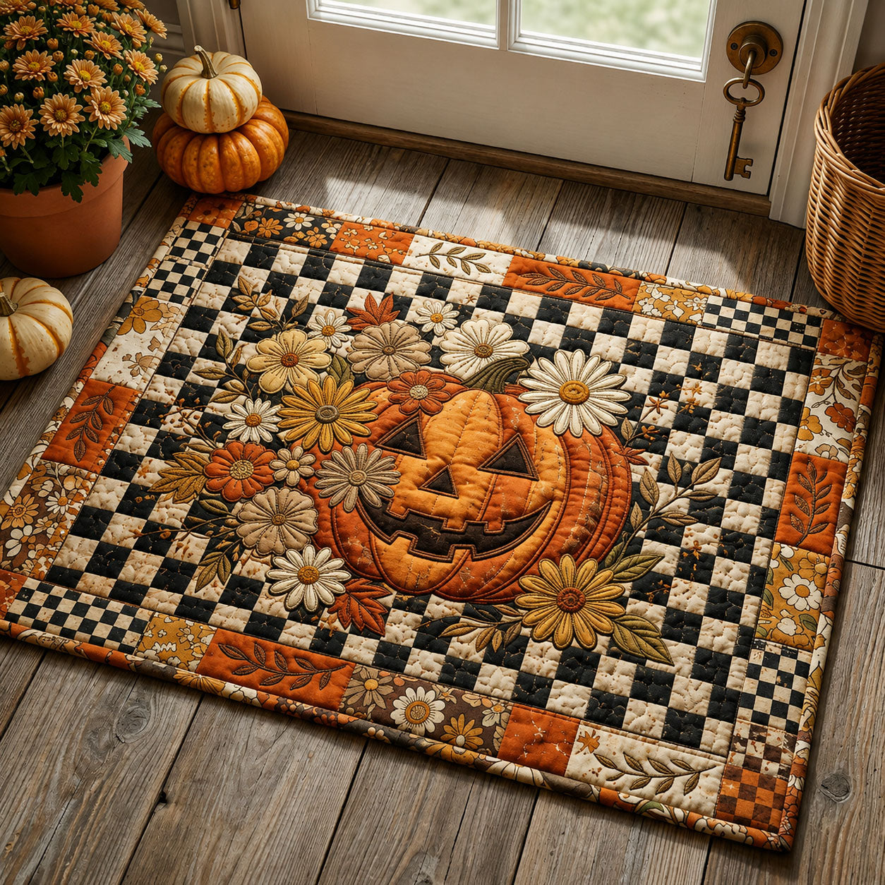 Floral Fall Pumpkin Doormat GFTOPND670