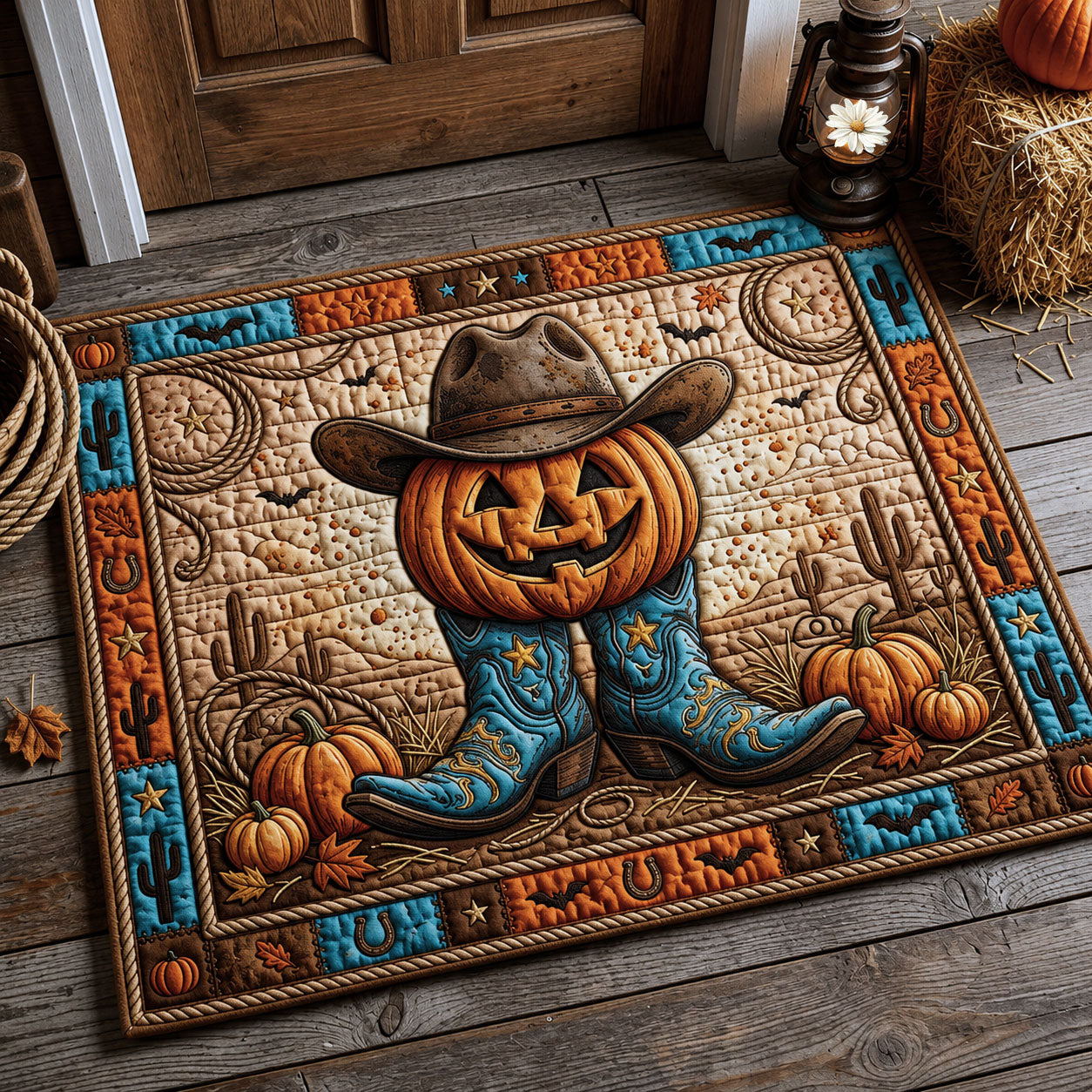 Western Pumpkin Boots Doormat GFTOPND671