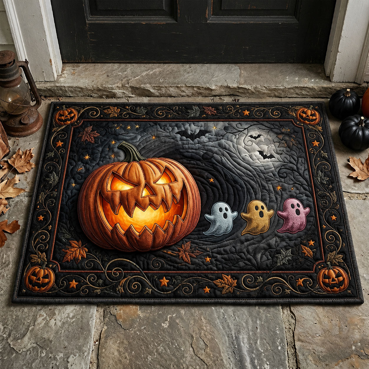 Halloween Pumpkin Chasing Ghost Doormat GFTOPND673