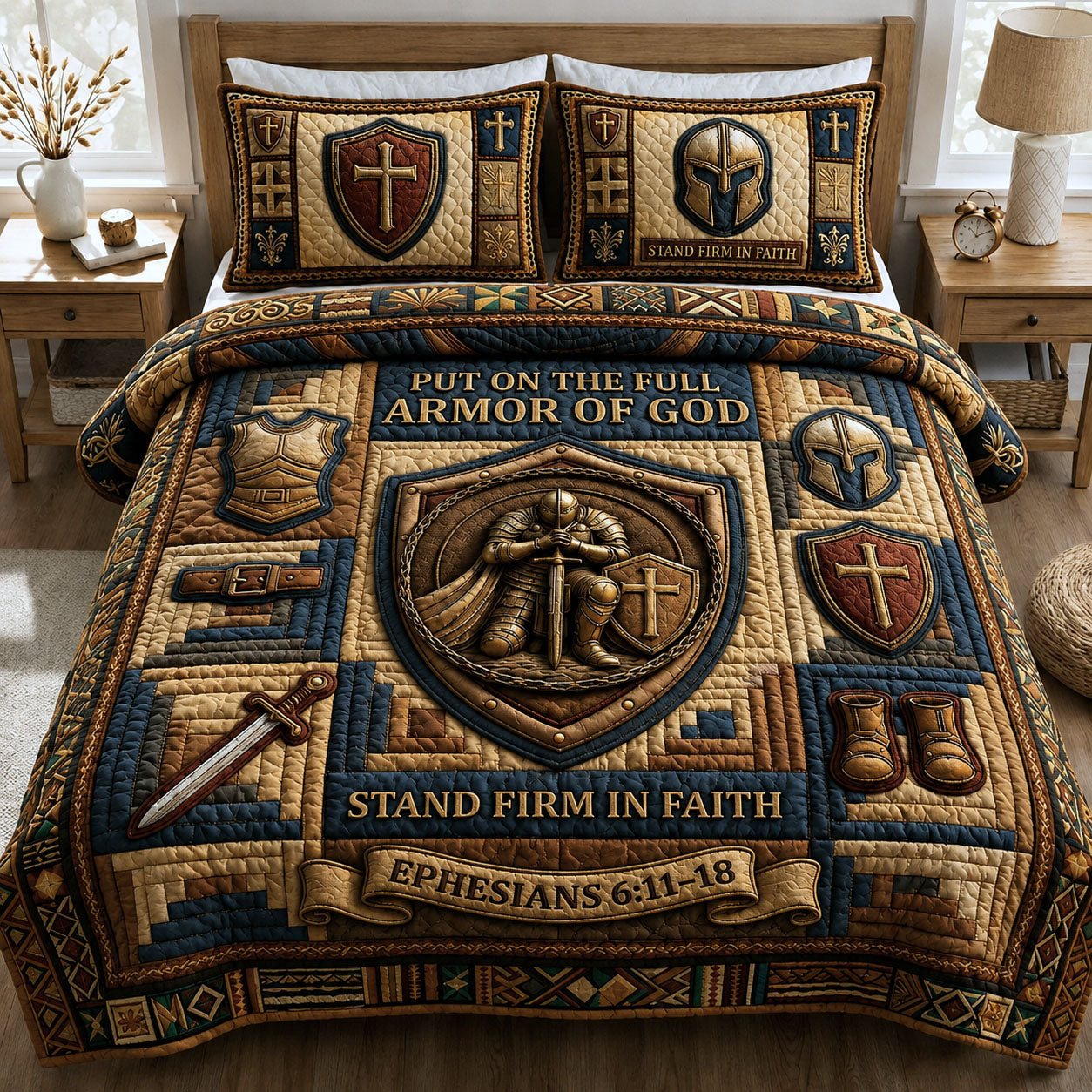 Armor Of God 3-Piece Quilted Bedding Set GFTOPND676