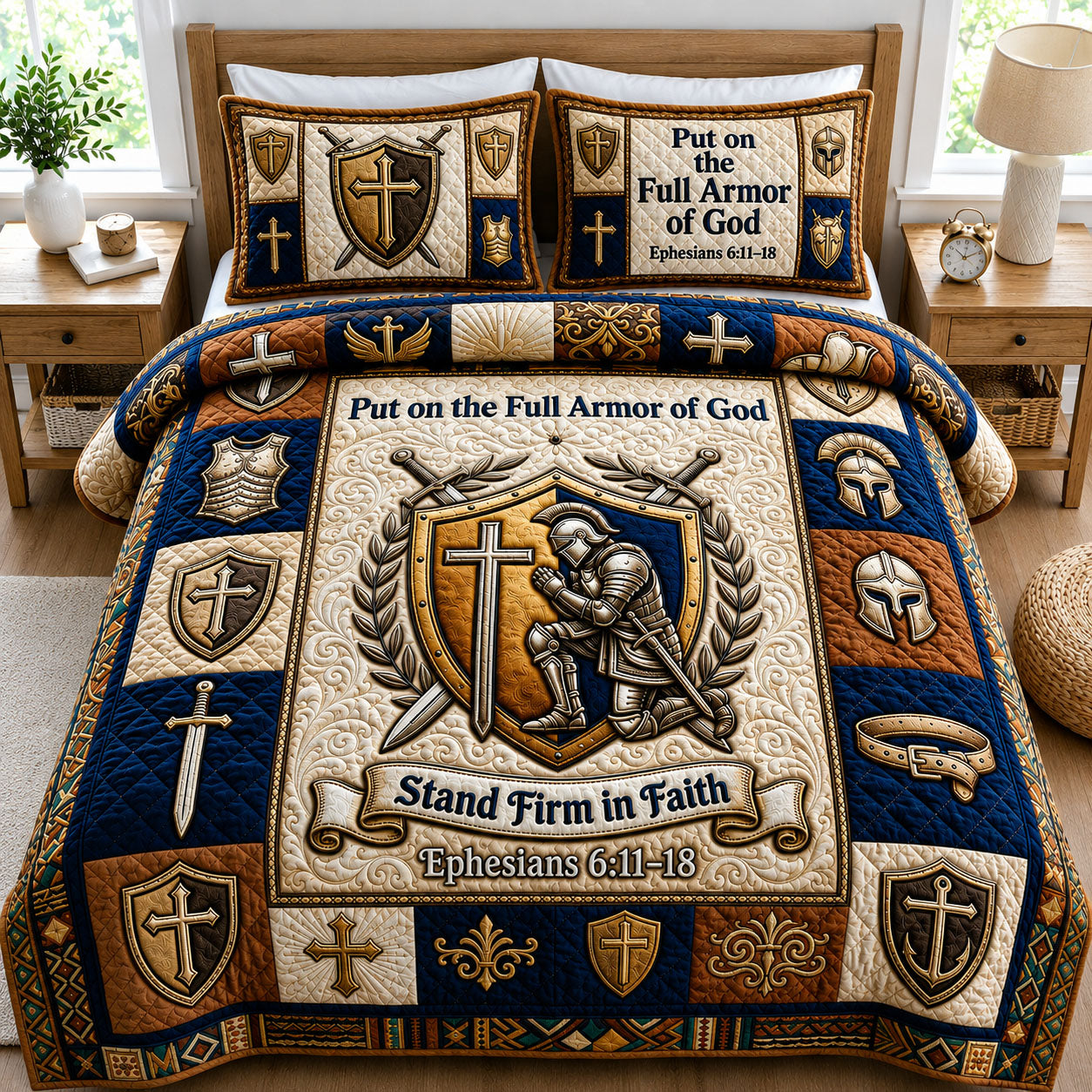 Full Armor Of God 3-Piece Quilted Bedding Set GFTOPND677