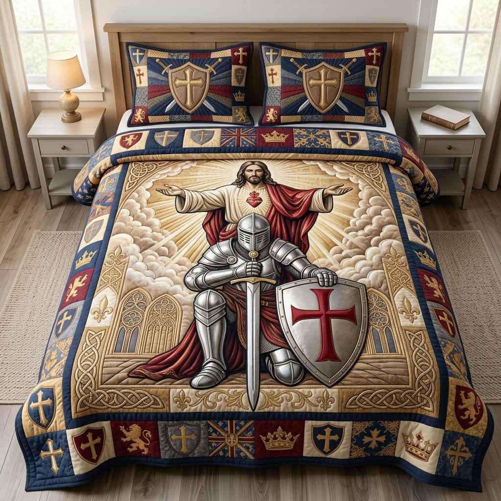 Knight Of Christ 3-Piece Quilted Bedding Set GFTOPND680