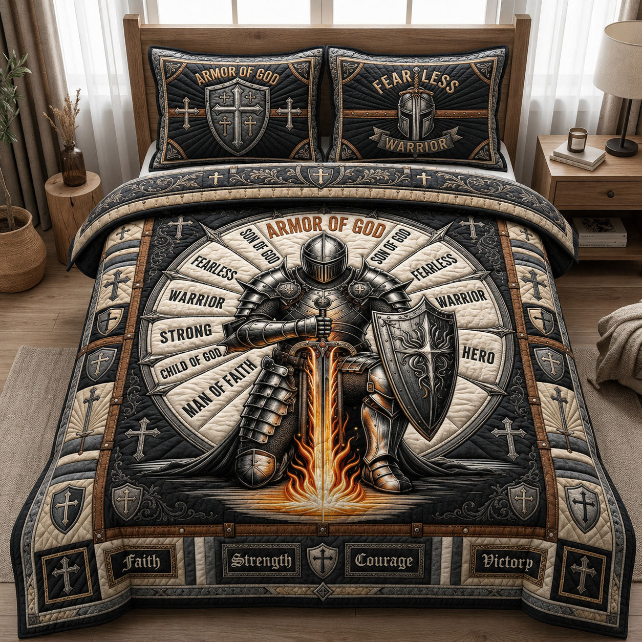 Christian Armor Of God 3-Piece Quilted Bedding Set GFTOPND682