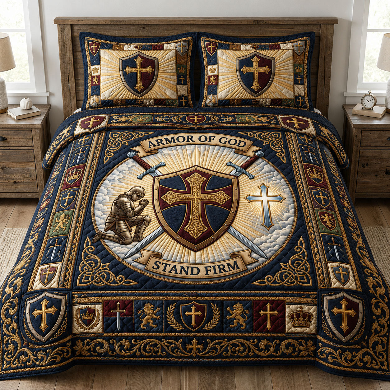 Stand Firm 3-Piece Quilted Bedding Set GFTOPND683