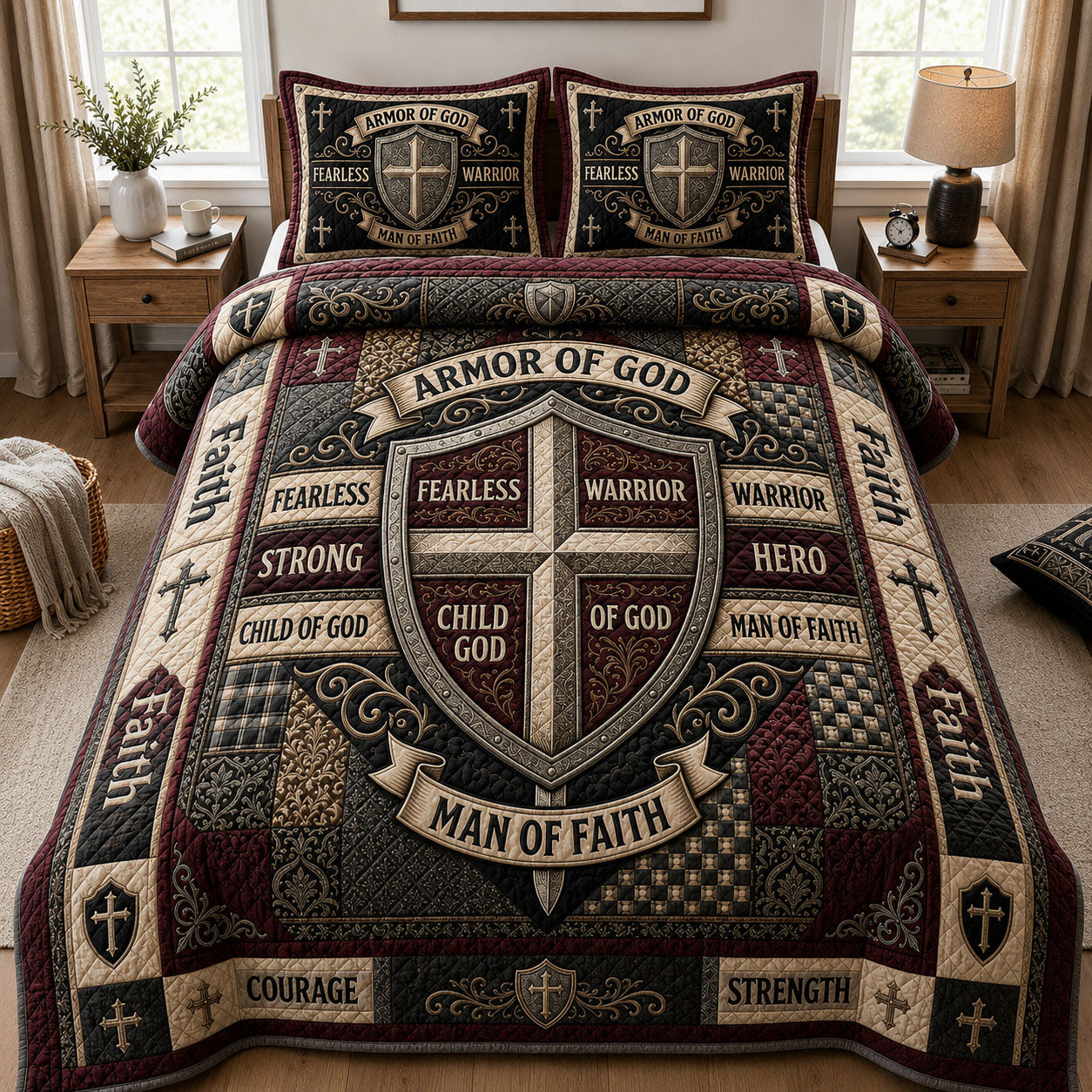 Man Of Faith 3-Piece Quilted Bedding Set GFTOPND684