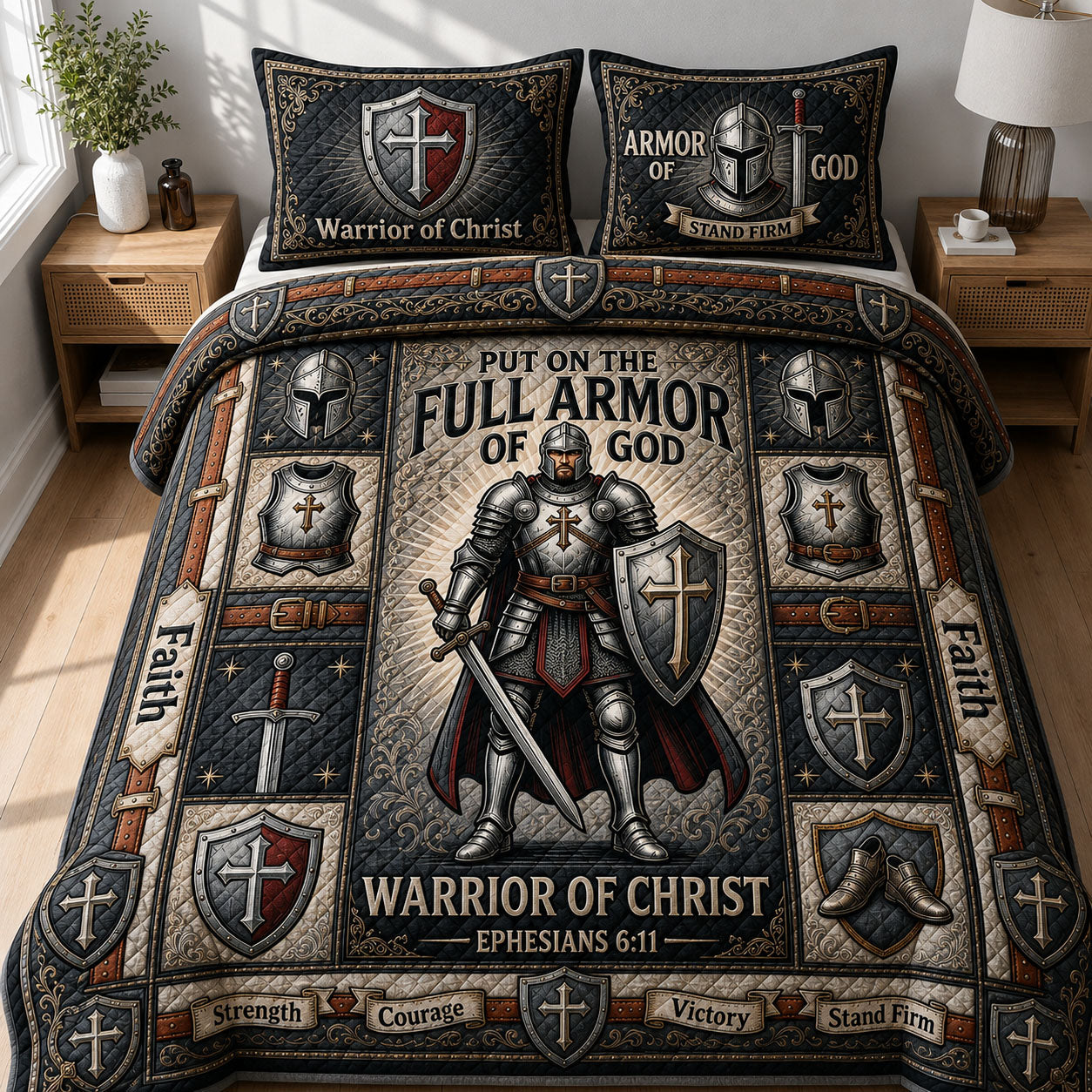 Warrior Of Christ 3-Piece Quilted Bedding Set GFTOPND685