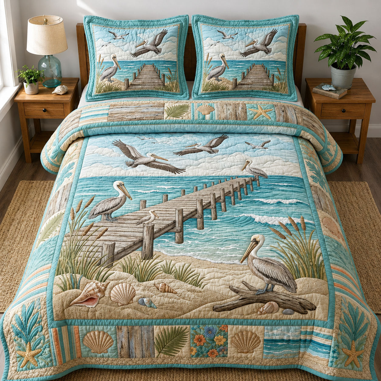 Pelican Ocean 3-Piece Quilted Bedding Set GFTOPND830