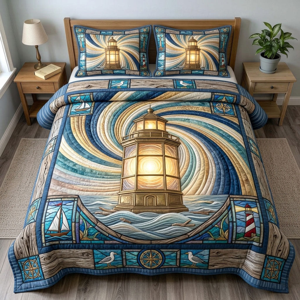 Giant Lighthouse Lantern 3-Piece Quilted Bedding Set GFTOPND831