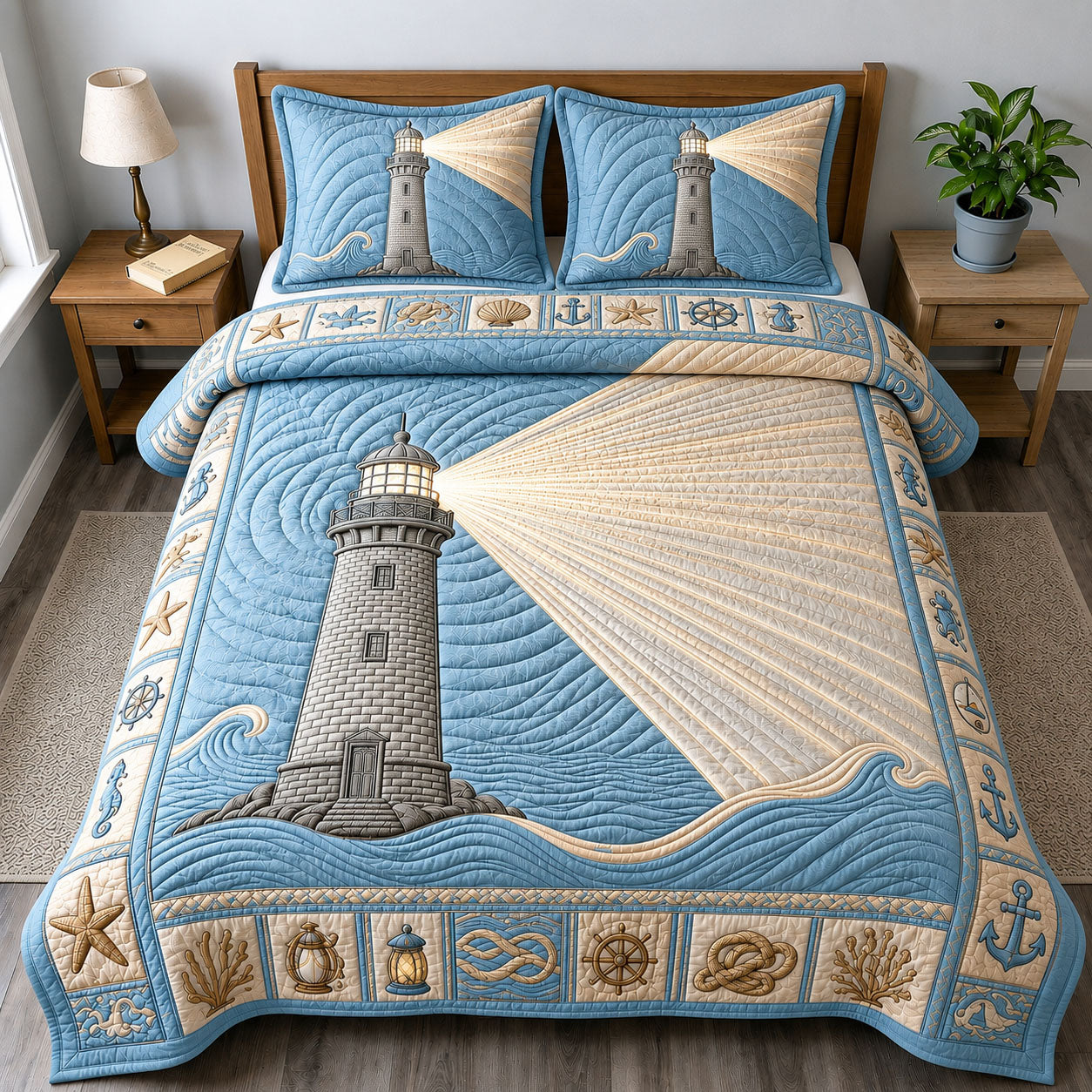 Giant Lighthouse Beacon 3-Piece Quilted Bedding Set GFTOPND839