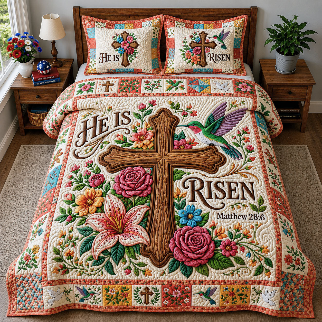 He Is Risen 3-Piece Quilted Bedding Set GFTOPND843