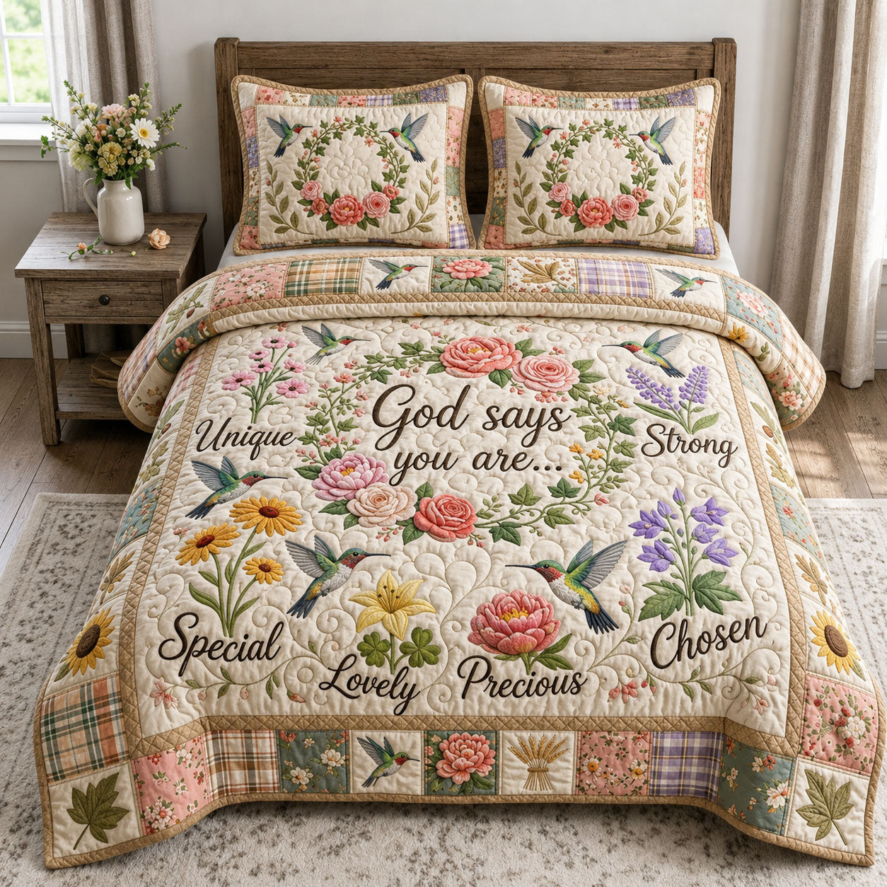 God Says You Are 3-Piece Quilted Bedding Set GFTOPND845