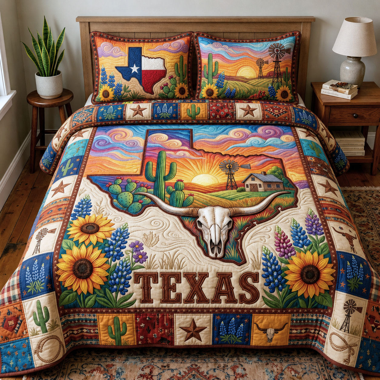 Sunset Texas 3-Piece Quilted Bedding Set GFTOPND849