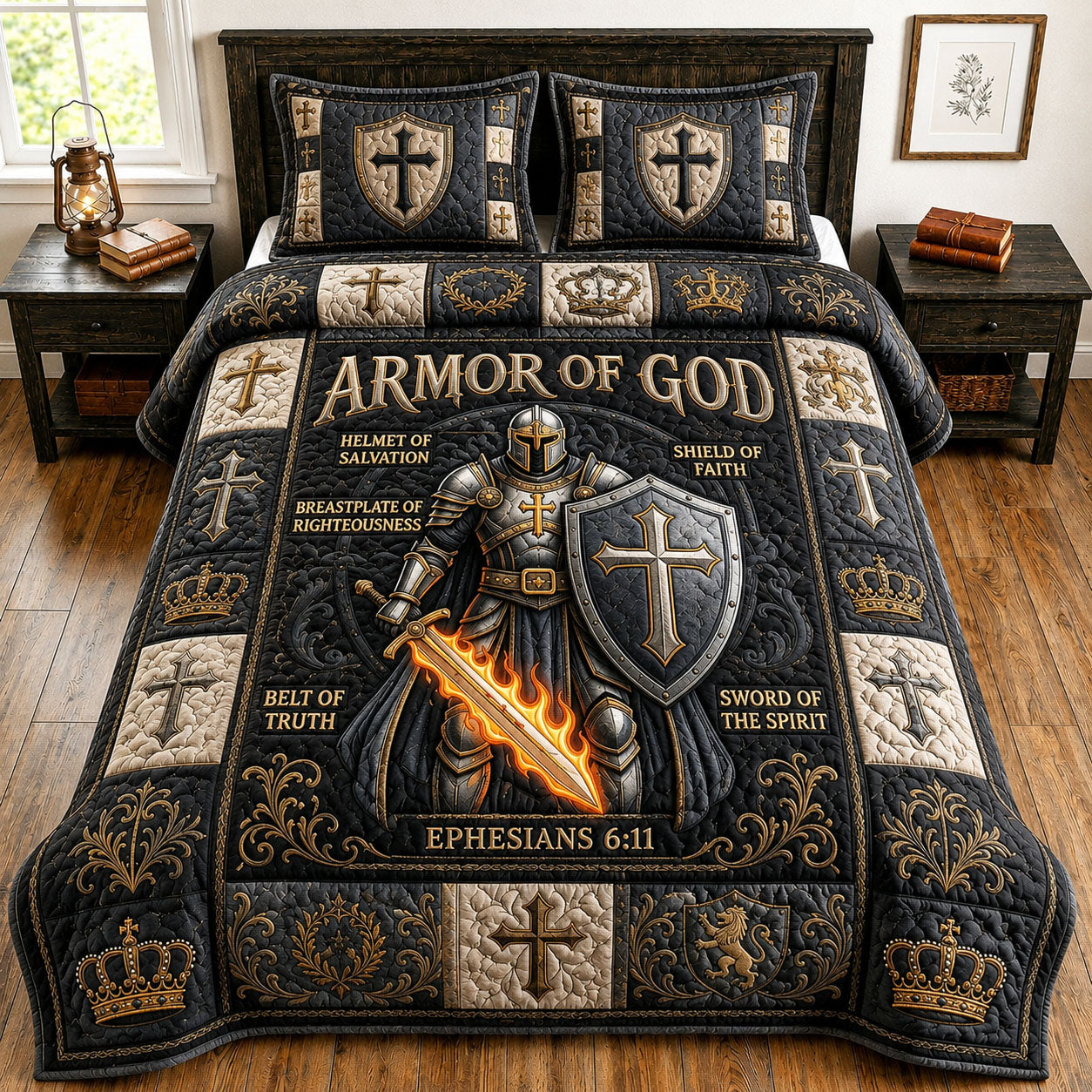 Armor Of God 3-Piece Quilted Bedding Set GFTOPND909