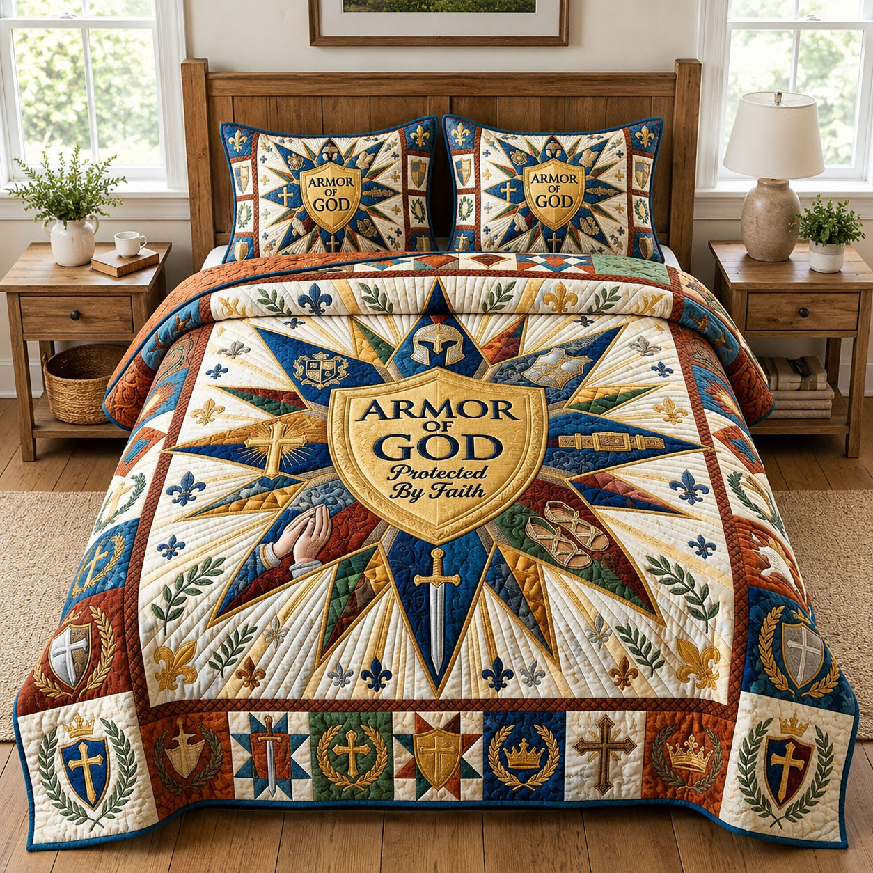 Protect By Faith 3-Piece Quilted Bedding Set GFTOPND911