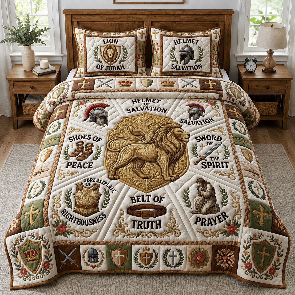 Lion Of Judah 3-Piece Quilted Bedding Set GFTOPND912