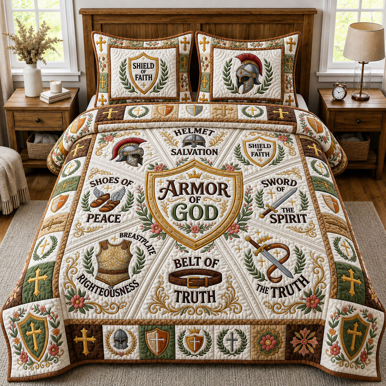 Armor Of God 3-Piece Quilted Bedding Set GFTOPND913