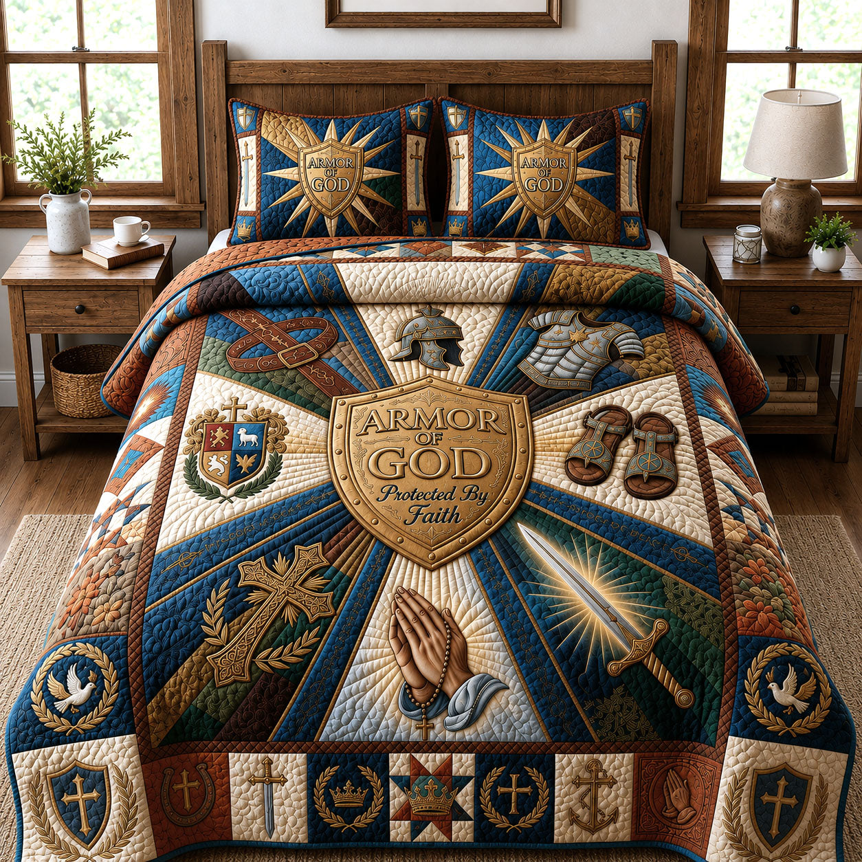 Armor Of God 3-Piece Quilted Bedding Set GFTOPND914